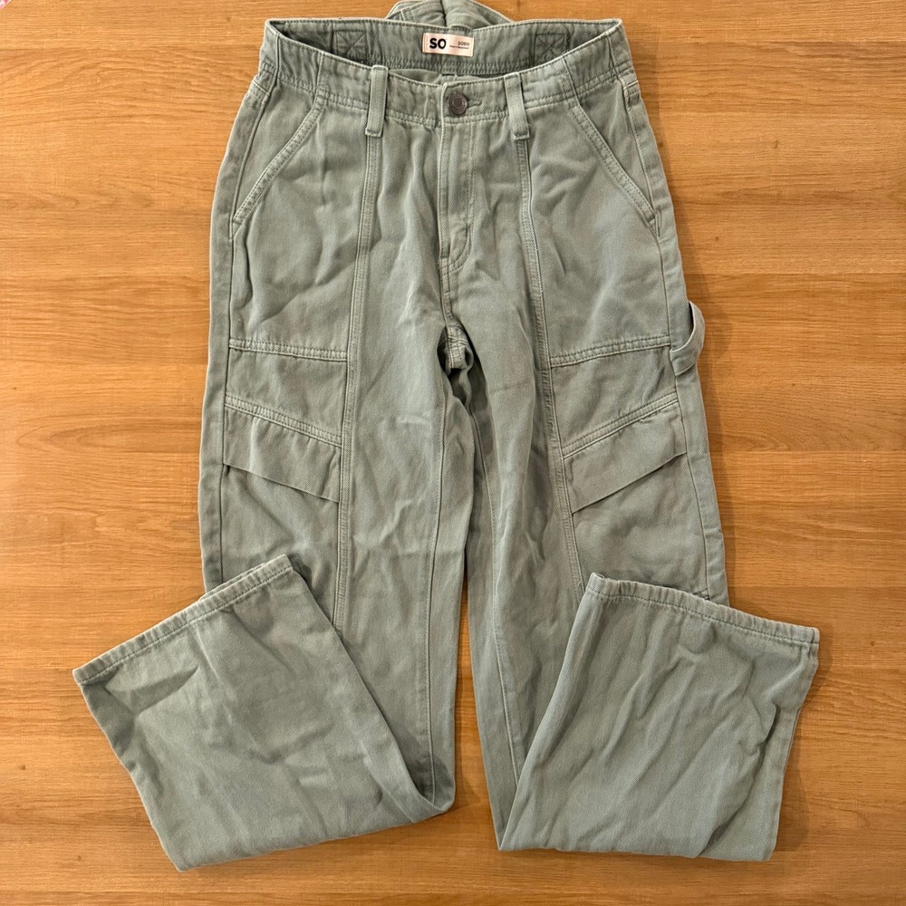 SO Cargo Pants Women's 3 26W Light Green‎ Utility Cotton